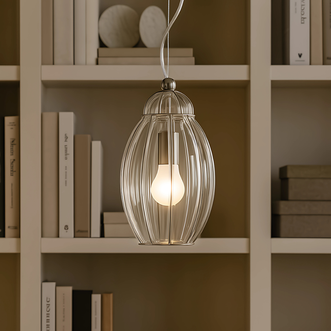 Moderne Pendelleuchte mit Klarglas und Verchromtem Finish für Esszimmer