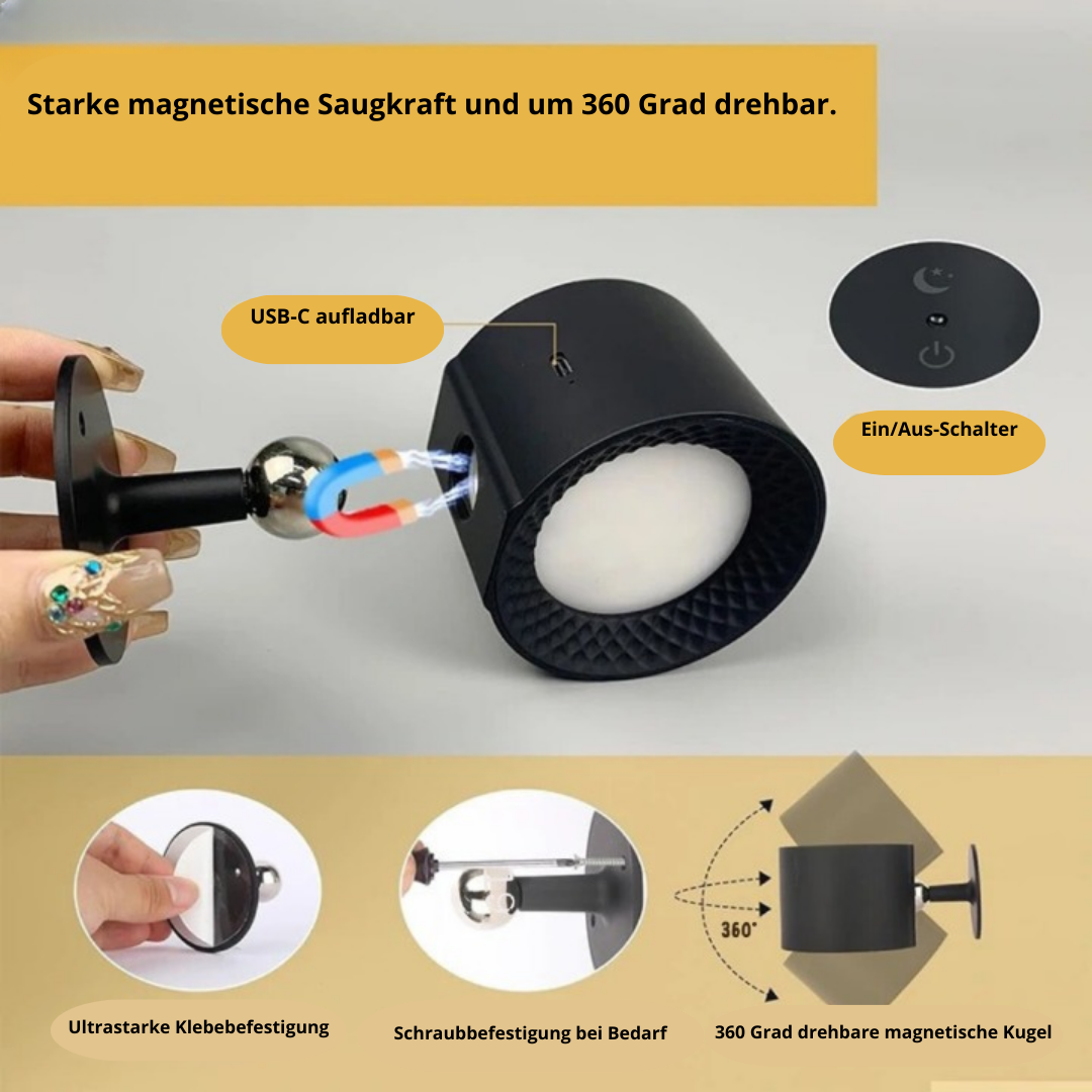 Draadloos 360 ° oplaadbaar wandlicht