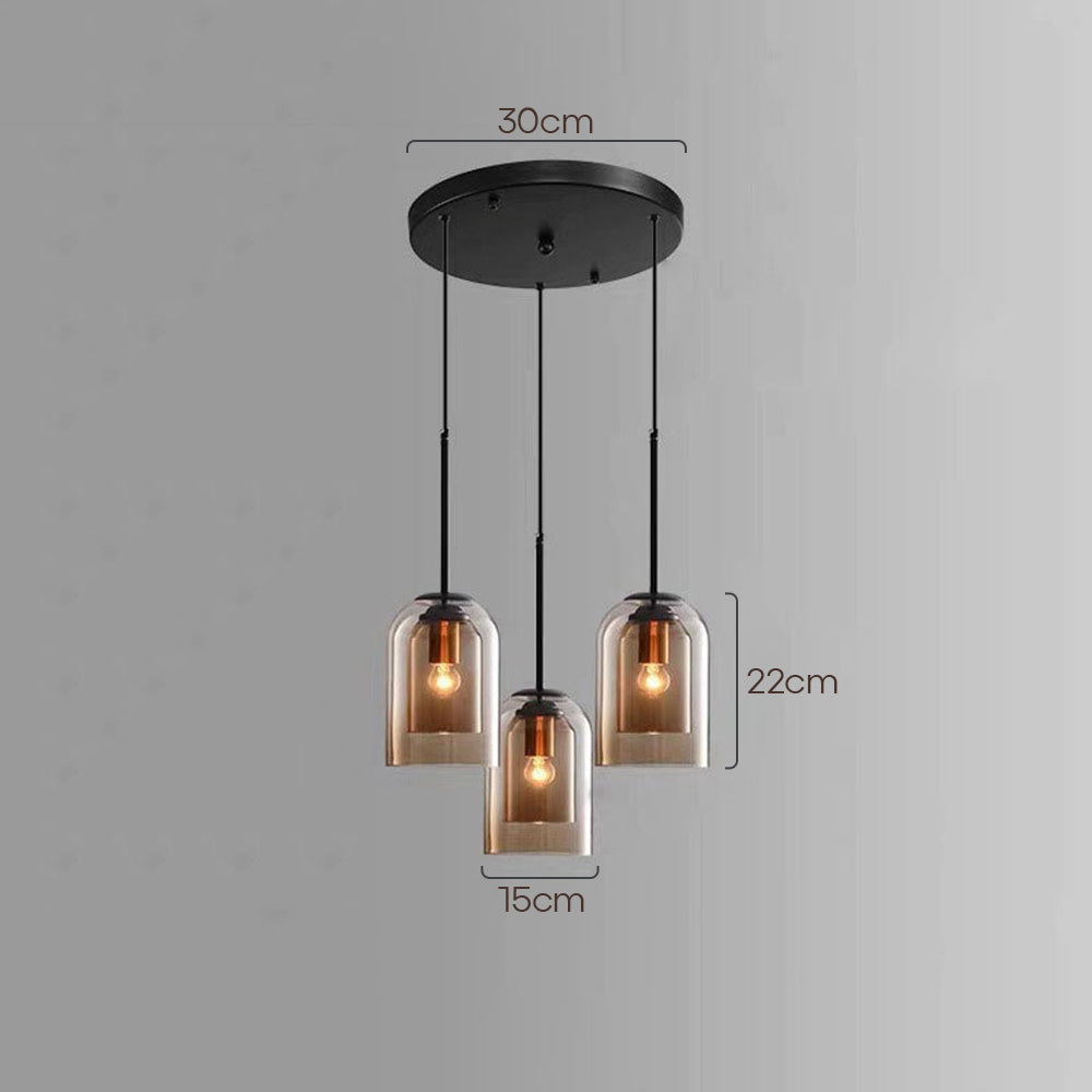 Glas-Pendelleuchte – Modern, Doppelschichtig, Eisen & Glas