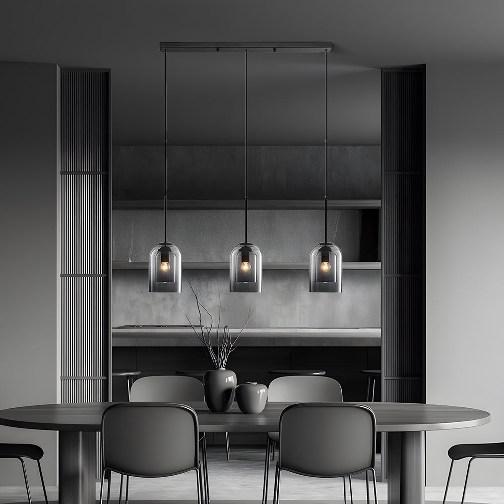 Glas-Pendelleuchte – Modern, Doppelschichtig, Eisen & Glas
