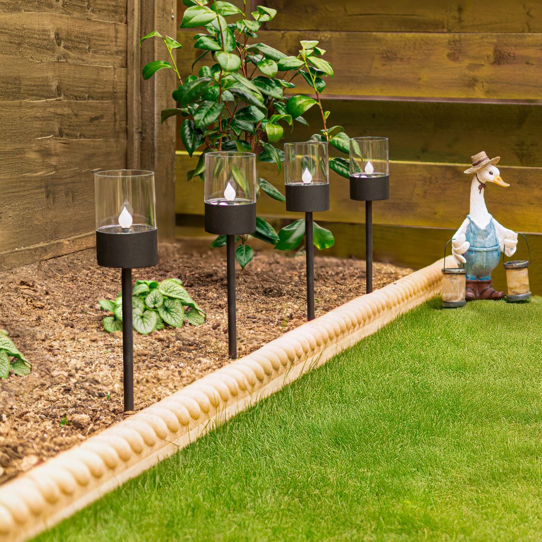 4er Set Solarleuchten Garten – 40 cm Hoch, LED Außenbeleuchtung mit Dämmerungssensor