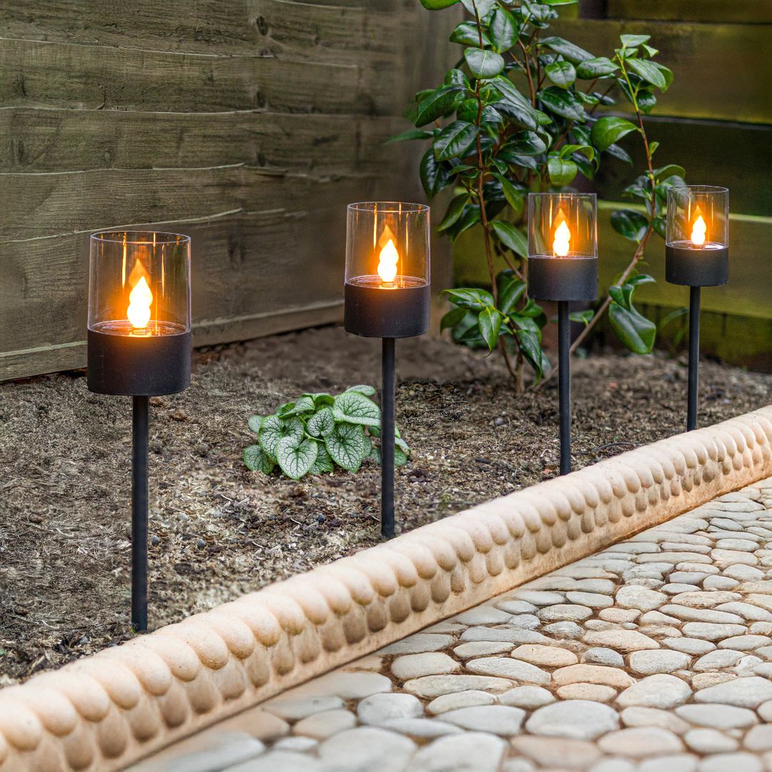 4er Set Solarleuchten Garten – 40 cm Hoch, LED Außenbeleuchtung mit Dämmerungssensor