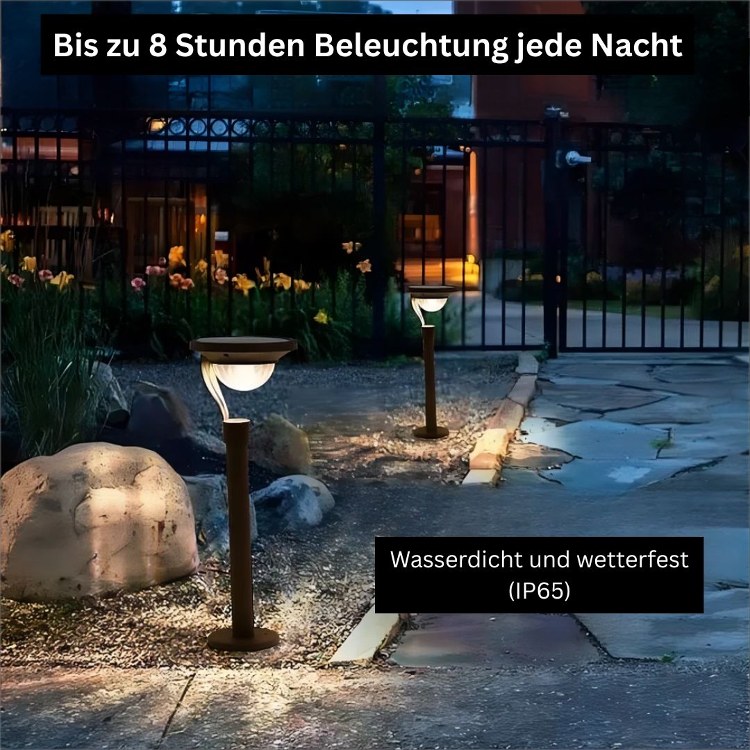 Hochwertige Solar Gartenleuchte IP65 Wetterfest mit Automatischer Beleuchtung