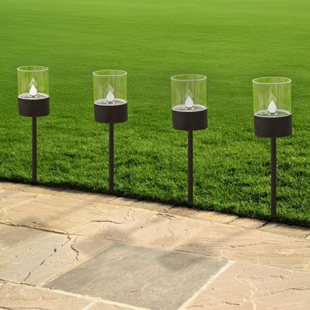 4er Set Solarleuchten Garten – 40 cm Hoch, LED Außenbeleuchtung mit Dämmerungssensor