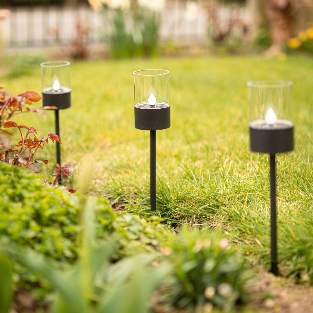 4er Set Solarleuchten Garten – 40 cm Hoch, LED Außenbeleuchtung mit Dämmerungssensor