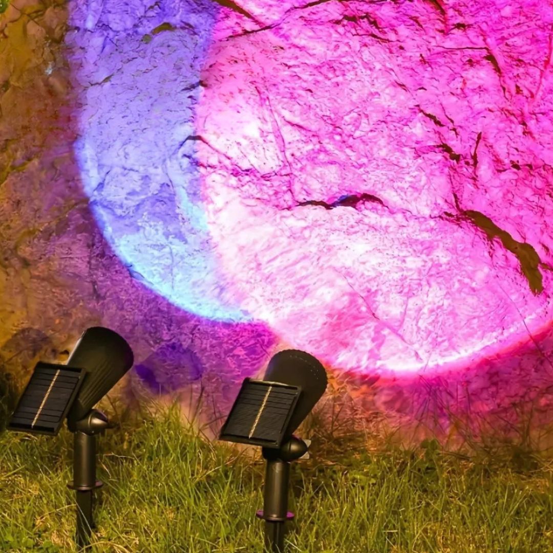 Solar Gartenstrahler – 9 Farben, Wetterfest, Erdspieß