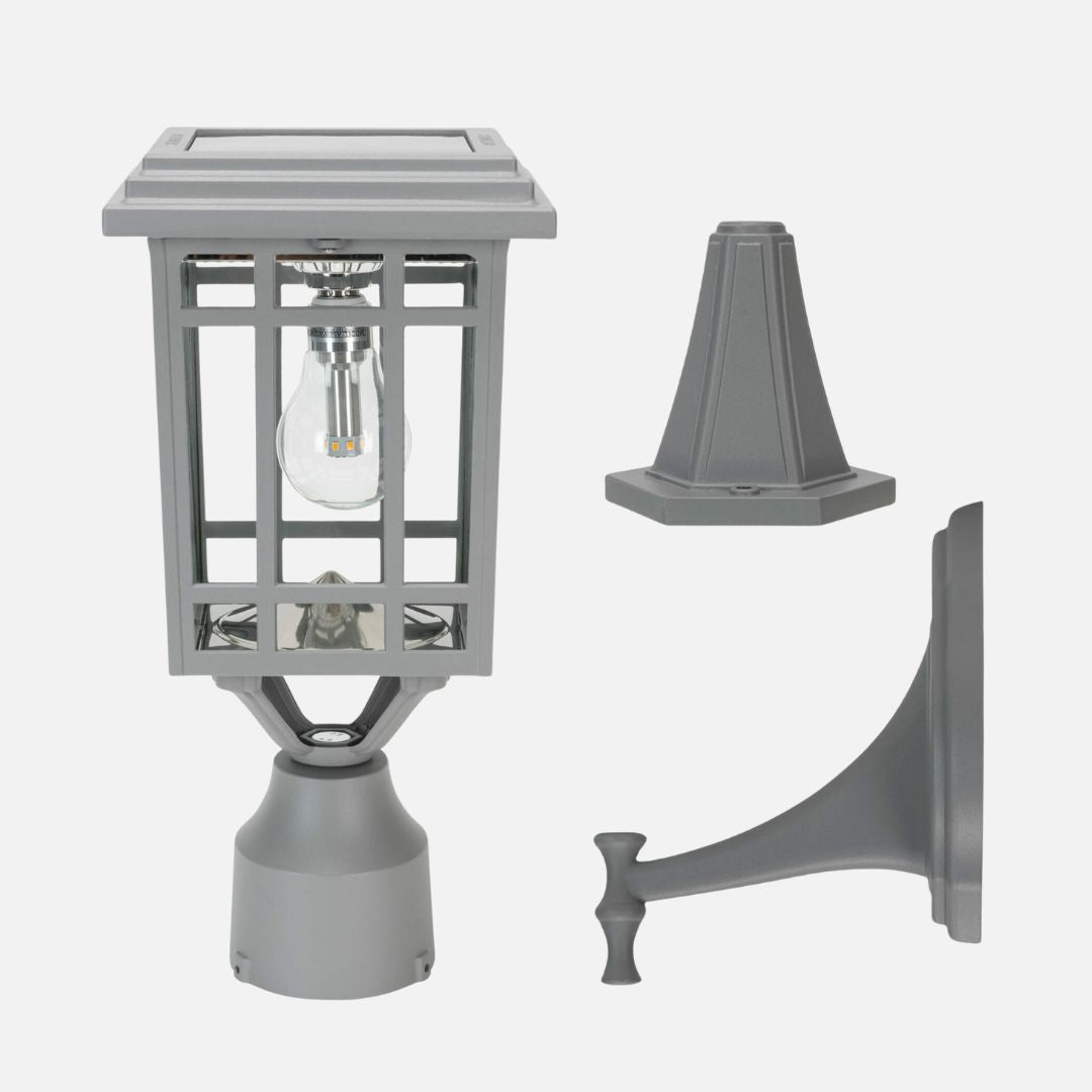 Solar-Wandleuchte für den Außenbereich – Graues Aluminium, 3 Montageoptionen
