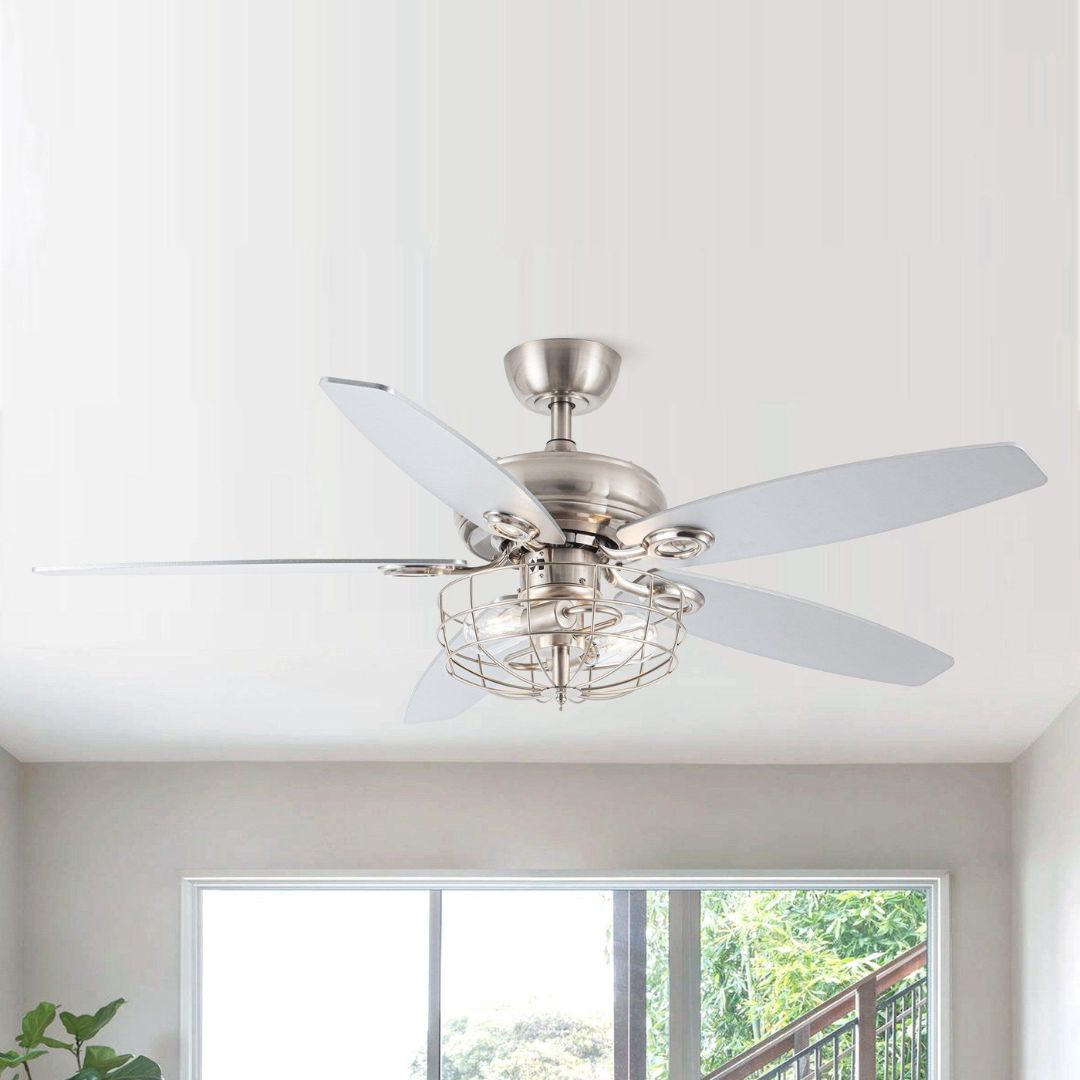 Deckenventilator mit Beleuchtung und Fernbedienung – Gebürstetem Nickel