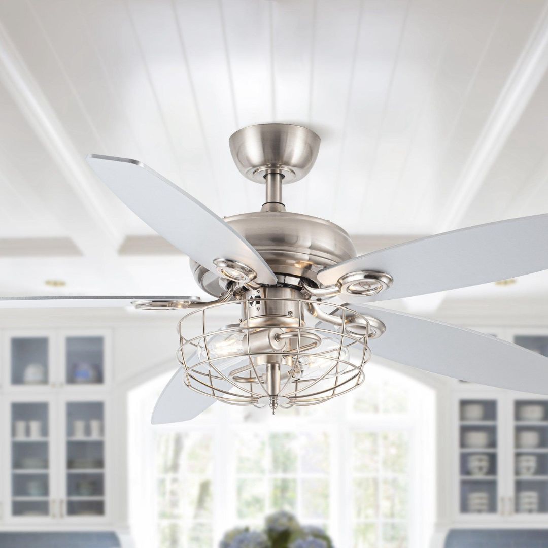 Deckenventilator mit Beleuchtung und Fernbedienung – Gebürstetem Nickel