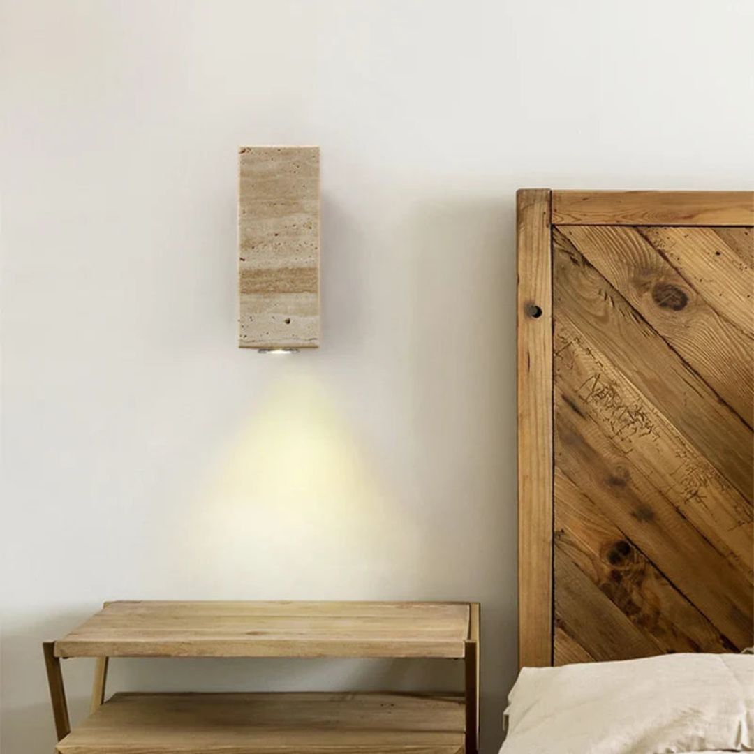 Moderne LED Wandleuchte aus Marmor und Holz für Innenräume – Elegantes Design