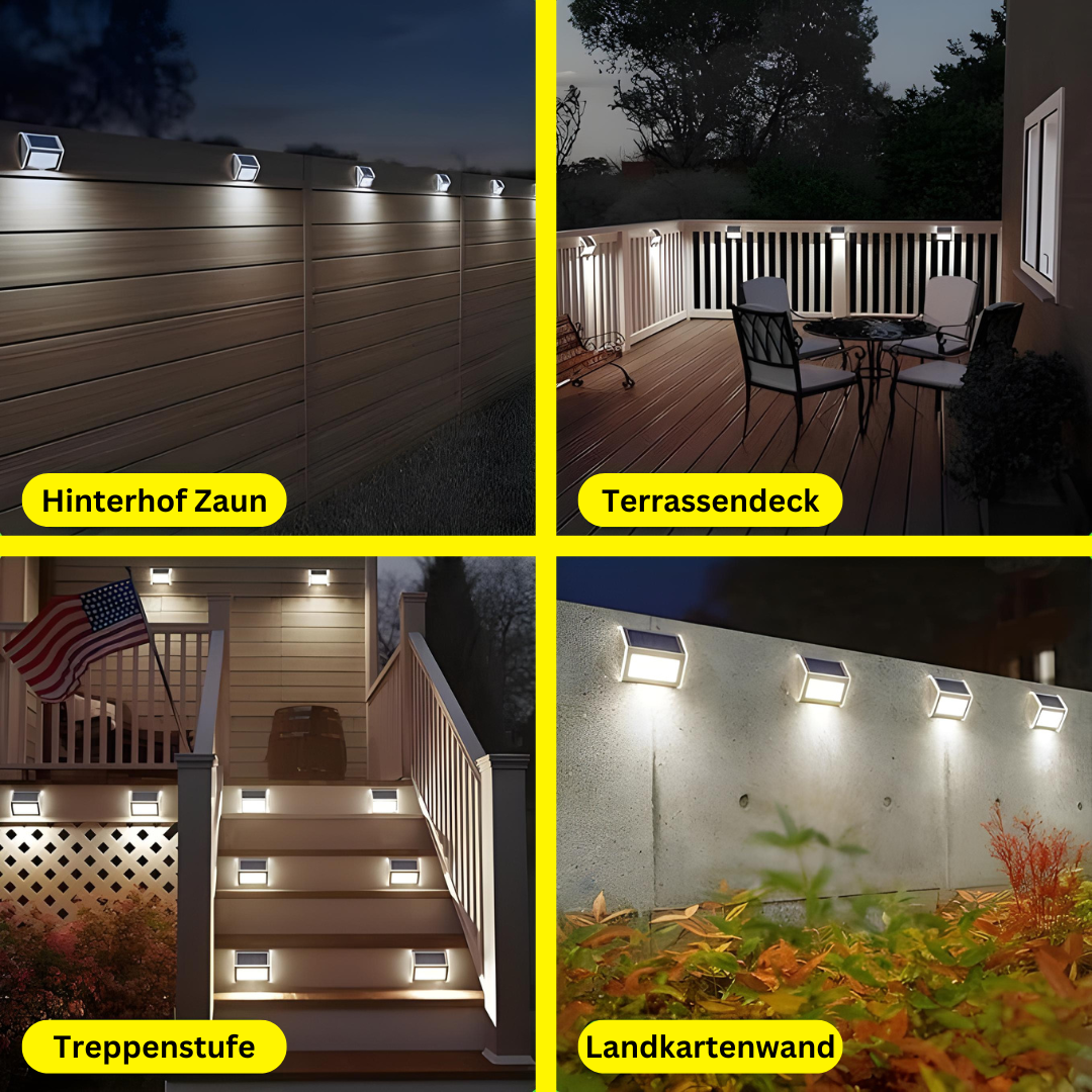 Solar LED Wandleuchte Außen – Edelstahl, Warmweiß, Mit Sensor