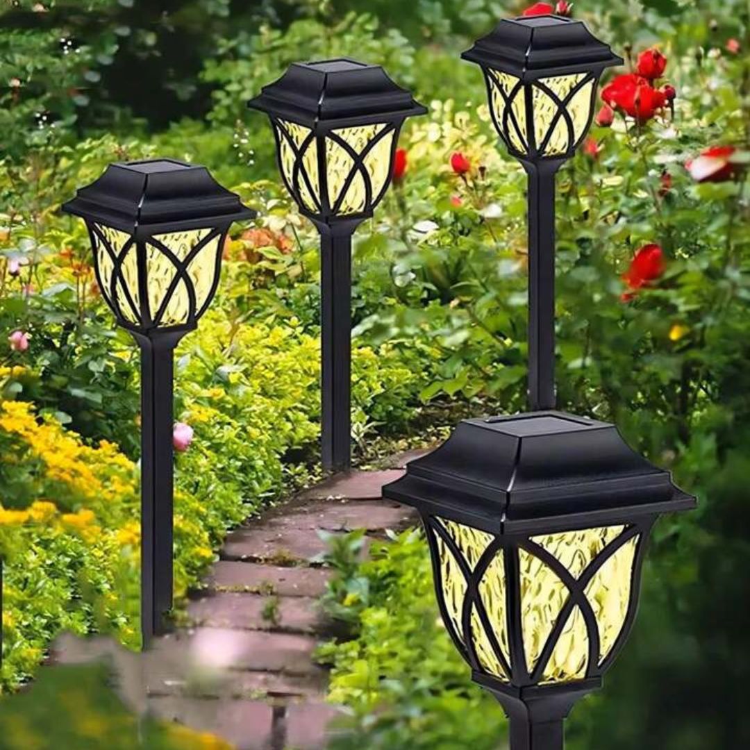 Solar Gartenleuchten LED Außen – Warmweiß, Wasserdicht, Auto Ein/Aus, 4er-Set