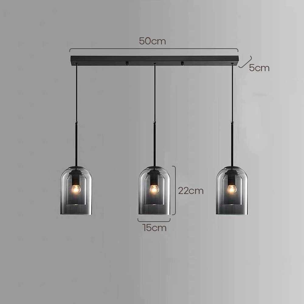 Glas-Pendelleuchte – Modern, Doppelschichtig, Eisen & Glas
