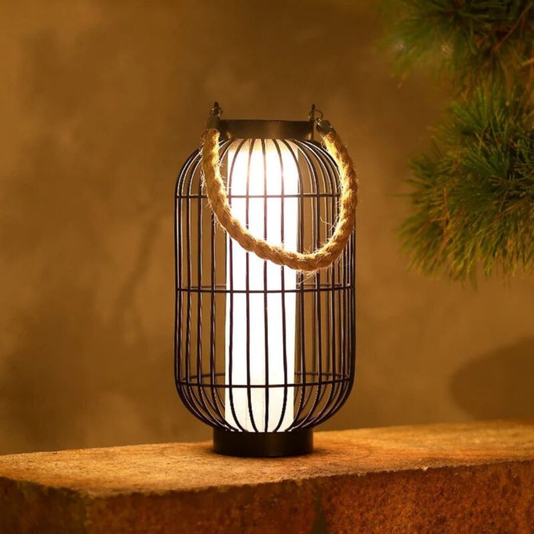 Solar-LED-Gartenlaterne mit Seilgriff – IP55