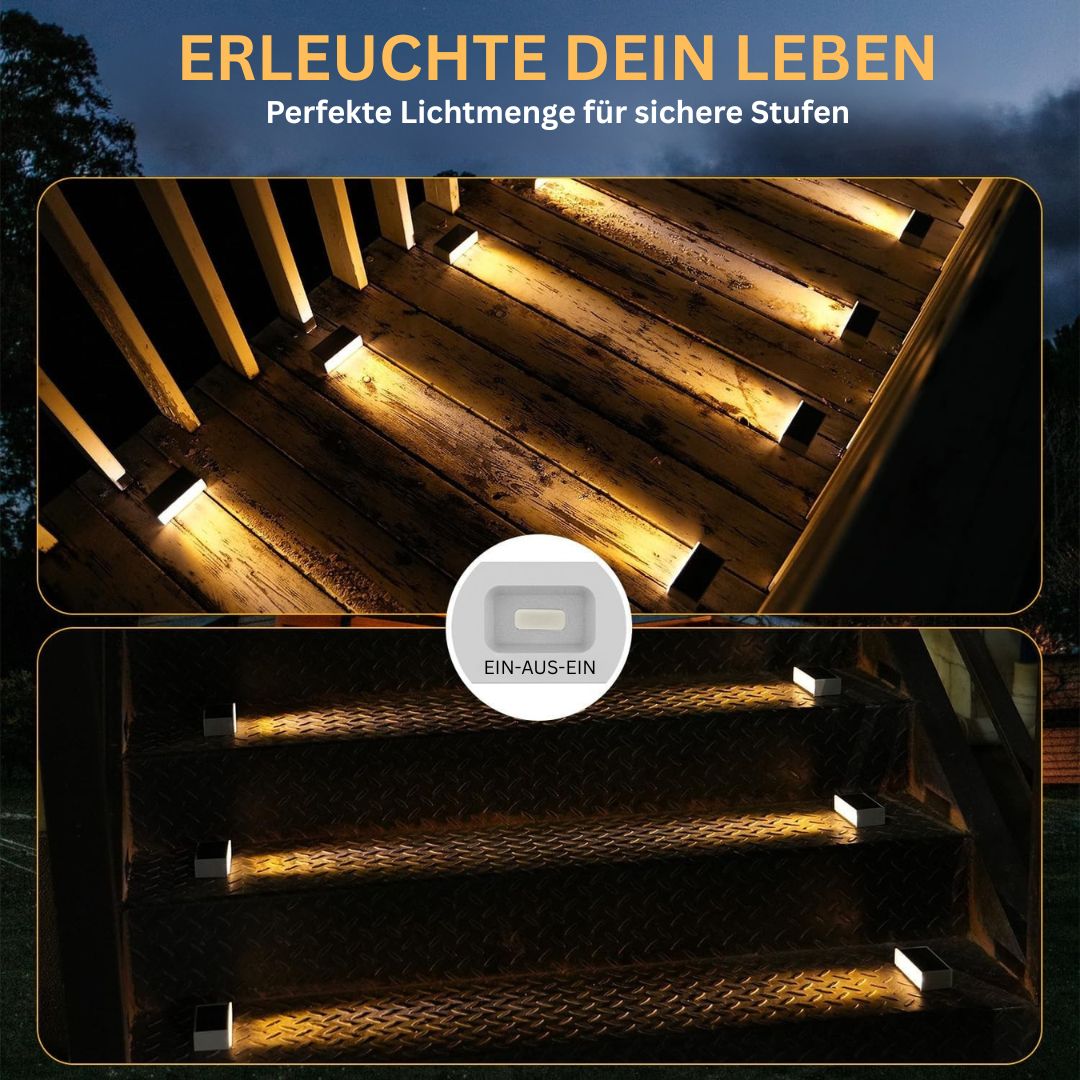 Solar-Stufenlichter Außen Wasserdicht LED-Terrassenbeleuchtung für Treppen