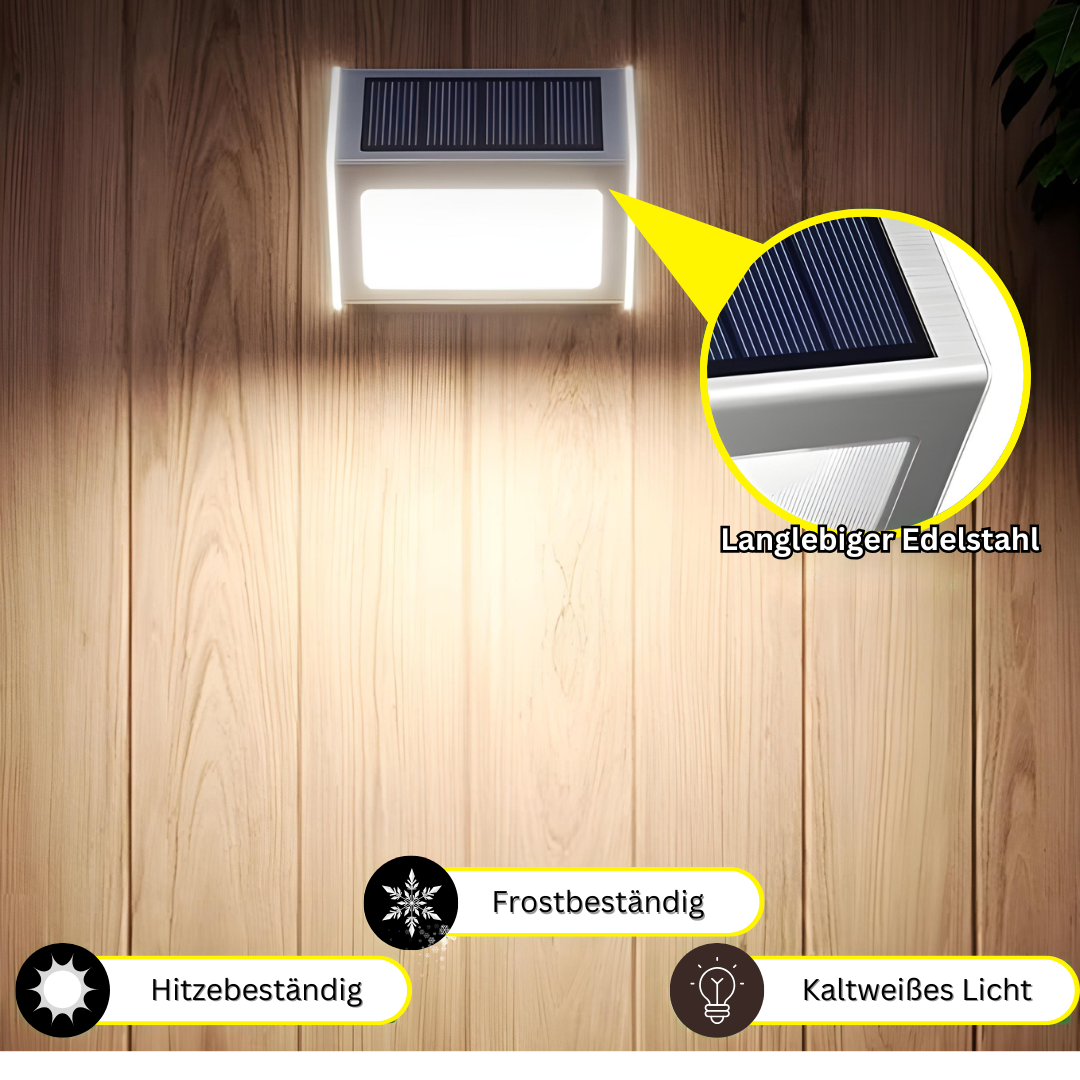 Solar LED Wandleuchte Außen – Edelstahl, Warmweiß, Mit Sensor