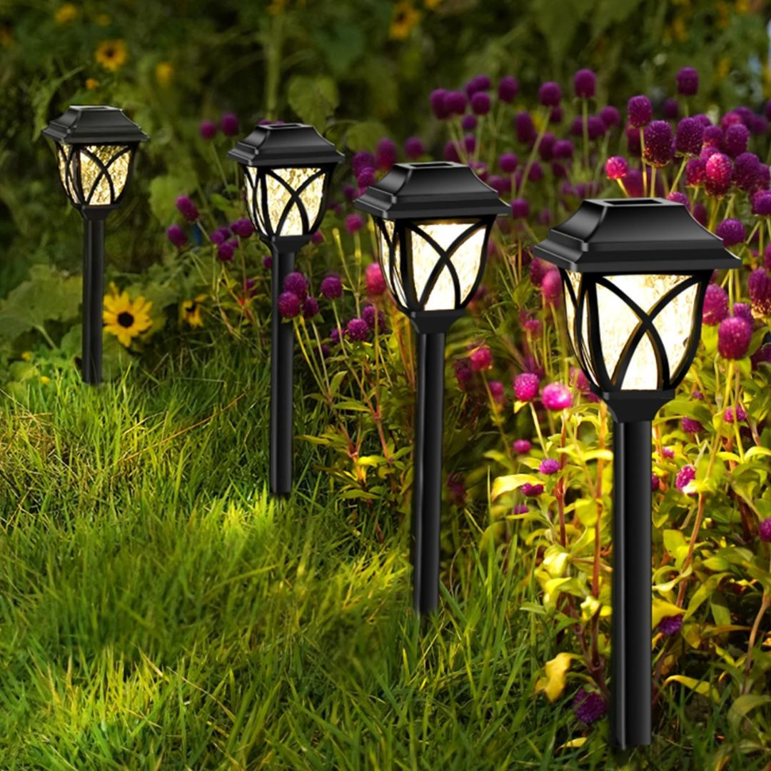 Solar Gartenleuchten LED Außen – Warmweiß, Wasserdicht, Auto Ein/Aus, 4er-Set
