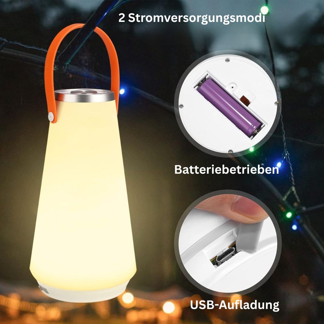Tragbare LED Campinglampe mit Wiederaufladbarem Akku und 360° Licht