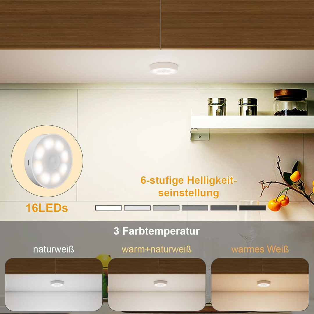 Kabelloses Schranklicht mit Bewegungsmelder & Fernbedienung – 3 Farbtemperaturen