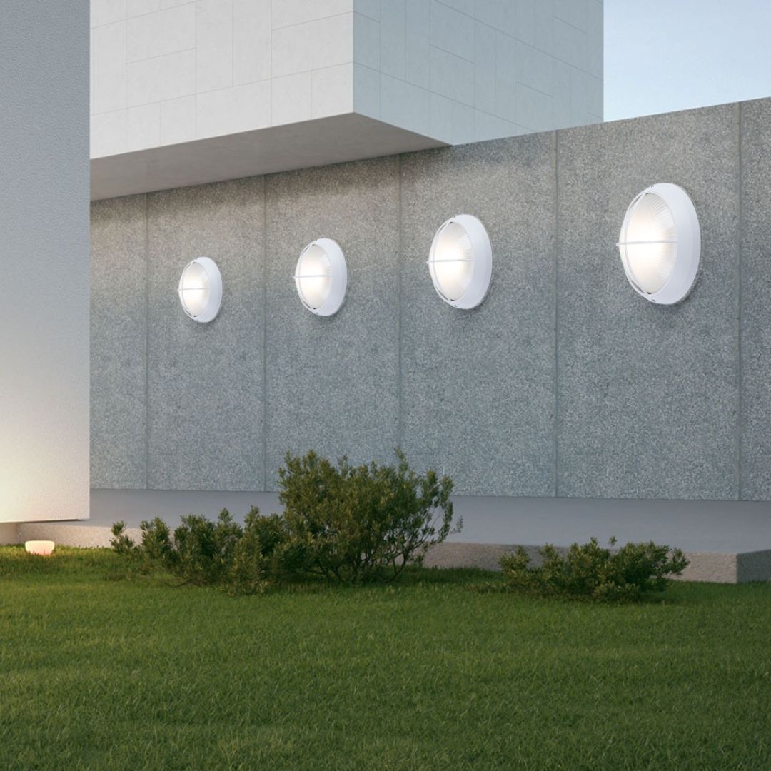 Outdoor LED-Wandleuchten Set, 26 cm Rund Weiß Aluminiumguss, IP44