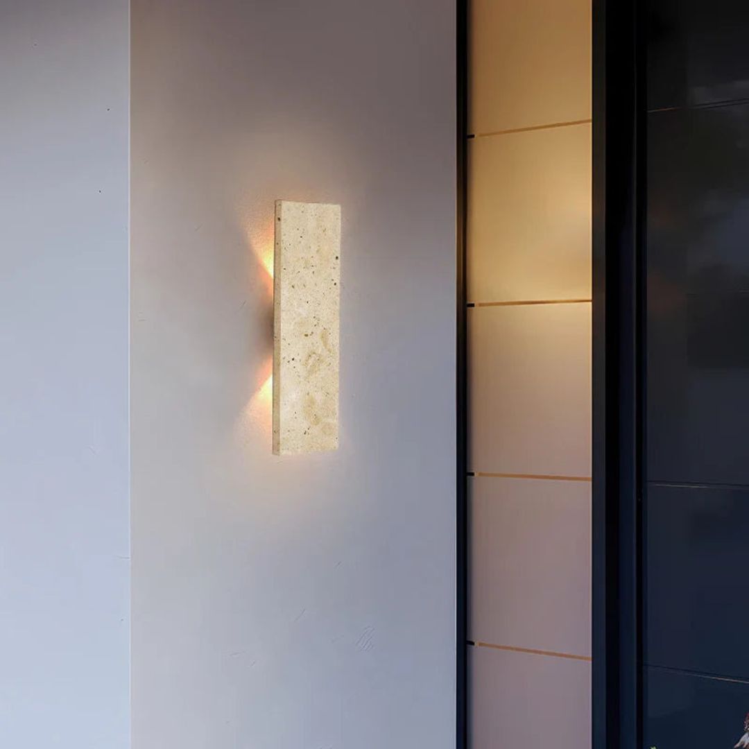 Außenwandleuchte aus Naturstein – IP65 Wasserdicht, LED Wandleuchte Außen, Dimmbar