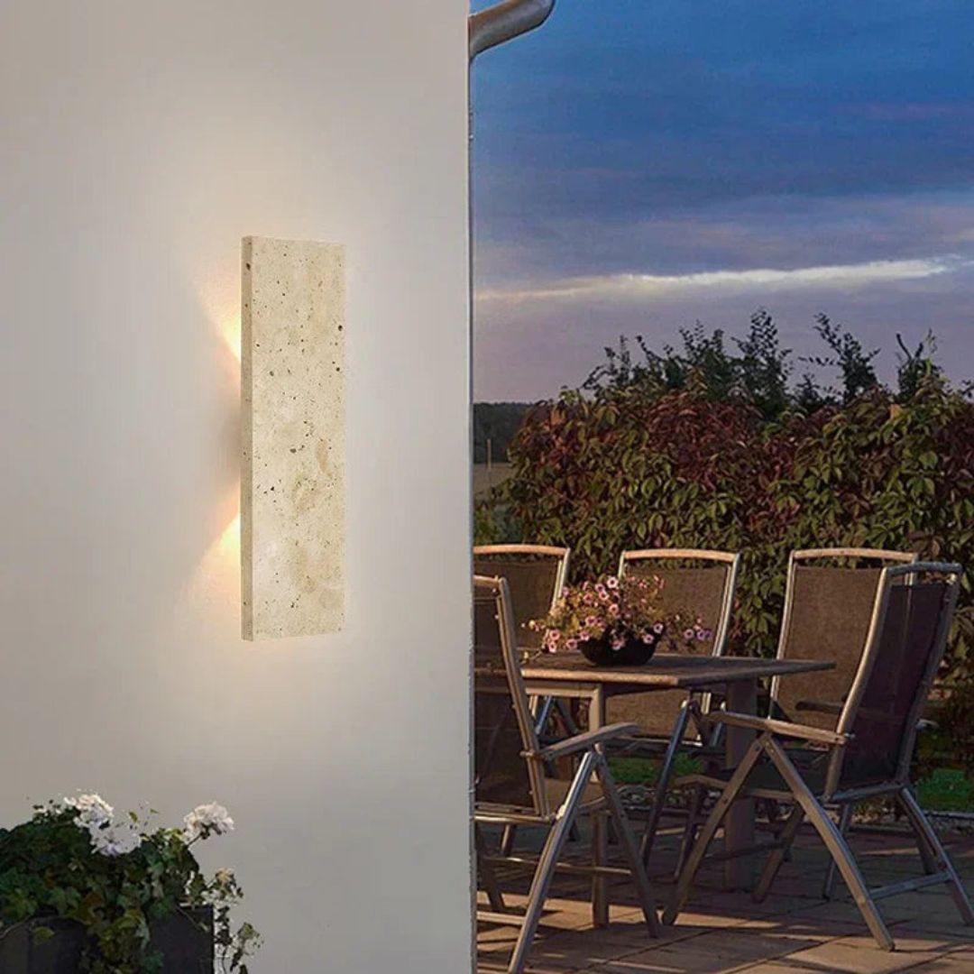 Außenwandleuchte aus Naturstein – IP65 Wasserdicht, LED Wandleuchte Außen, Dimmbar