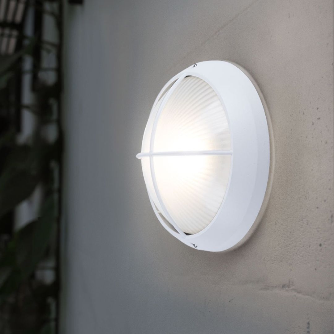Outdoor LED-Wandleuchten Set, 26 cm Rund Weiß Aluminiumguss, IP44