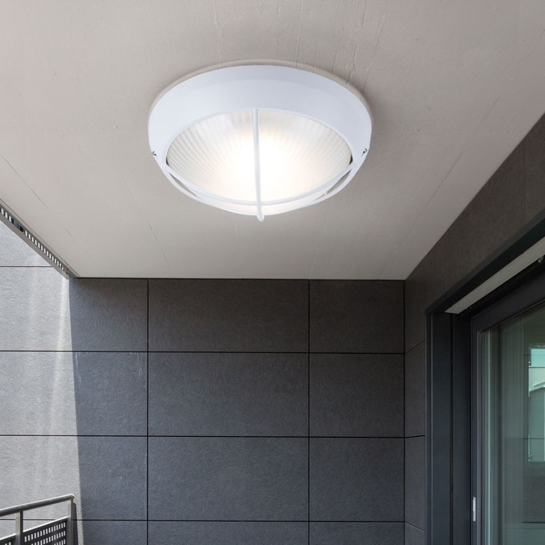 Outdoor LED-Wandleuchten Set, 26 cm Rund Weiß Aluminiumguss, IP44