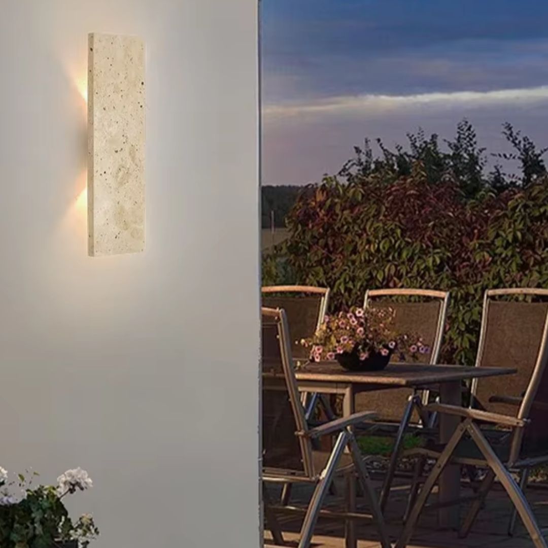 Außenwandleuchte aus Naturstein – IP65 Wasserdicht, LED Wandleuchte Außen, Dimmbar