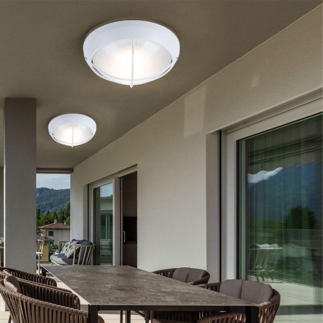 Outdoor LED-Wandleuchten Set, 26 cm Rund Weiß Aluminiumguss, IP44