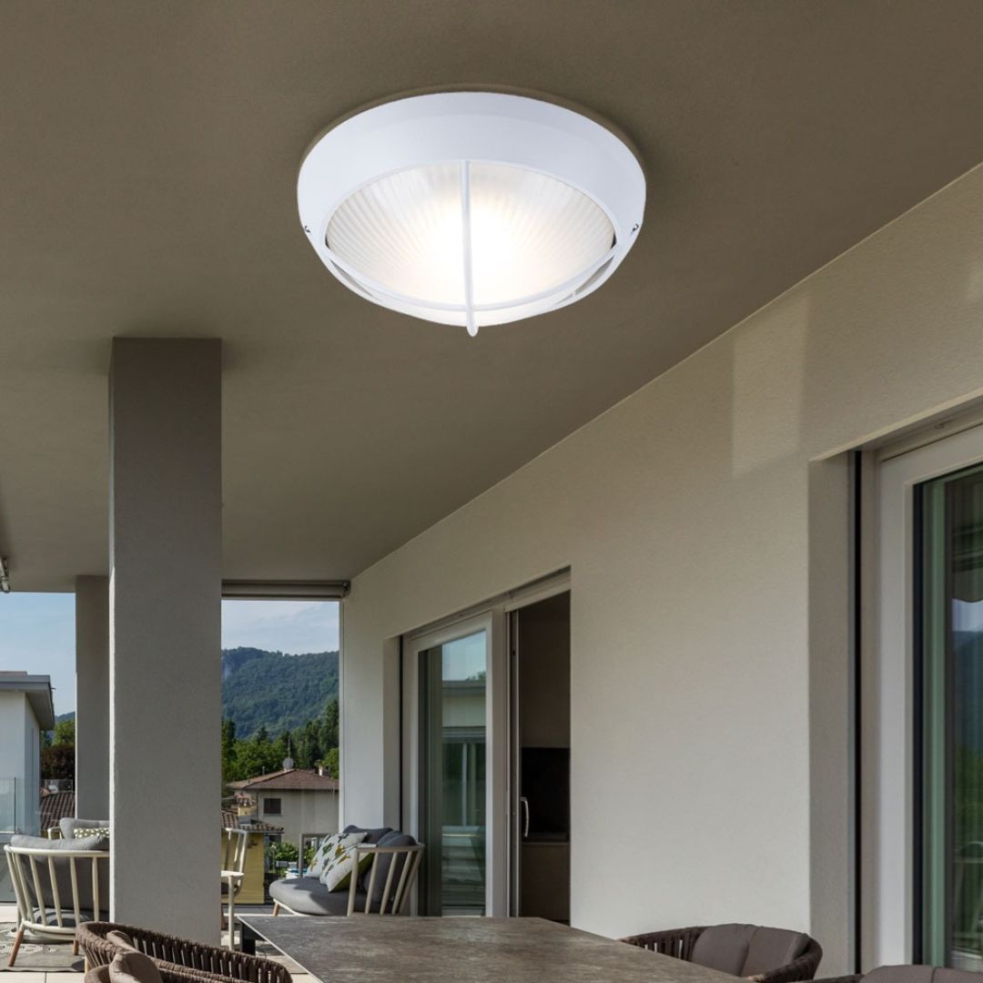 Outdoor LED-Wandleuchten Set, 26 cm Rund Weiß Aluminiumguss, IP44