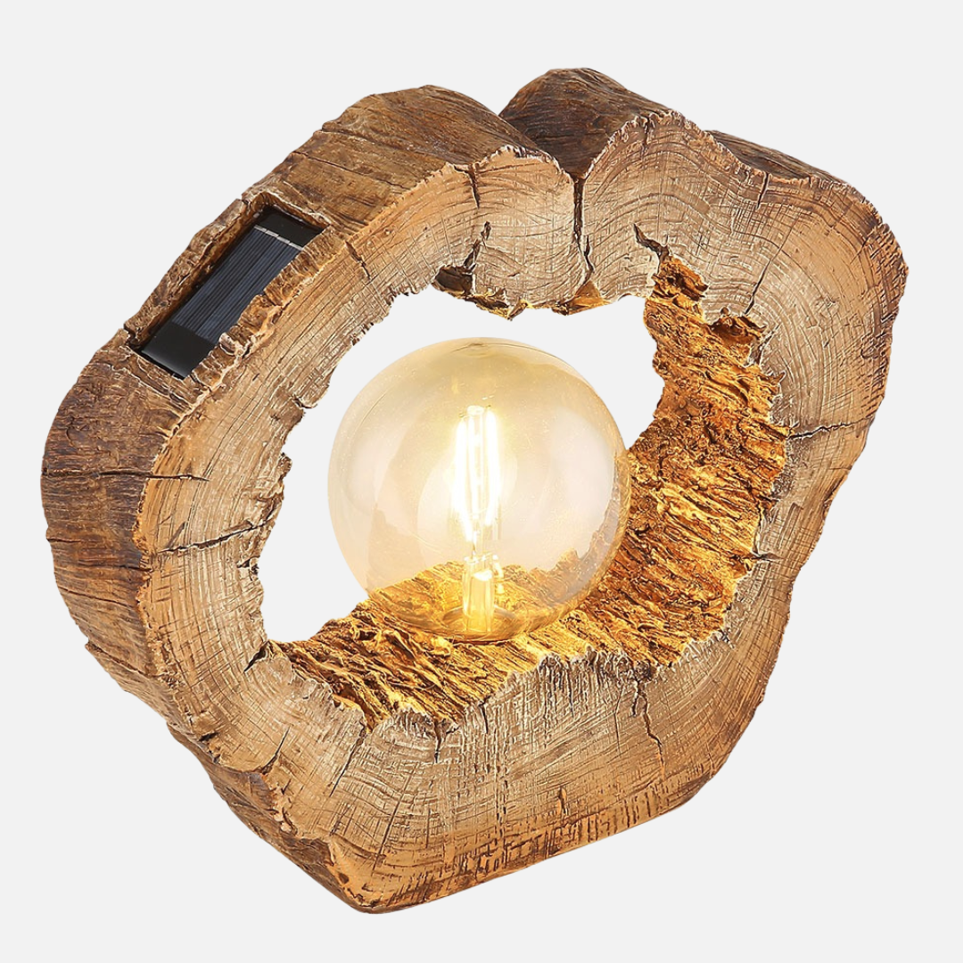 Solar-LED-Baumscheibenleuchte, Holzoptik, 30,5 cm Warmweiß