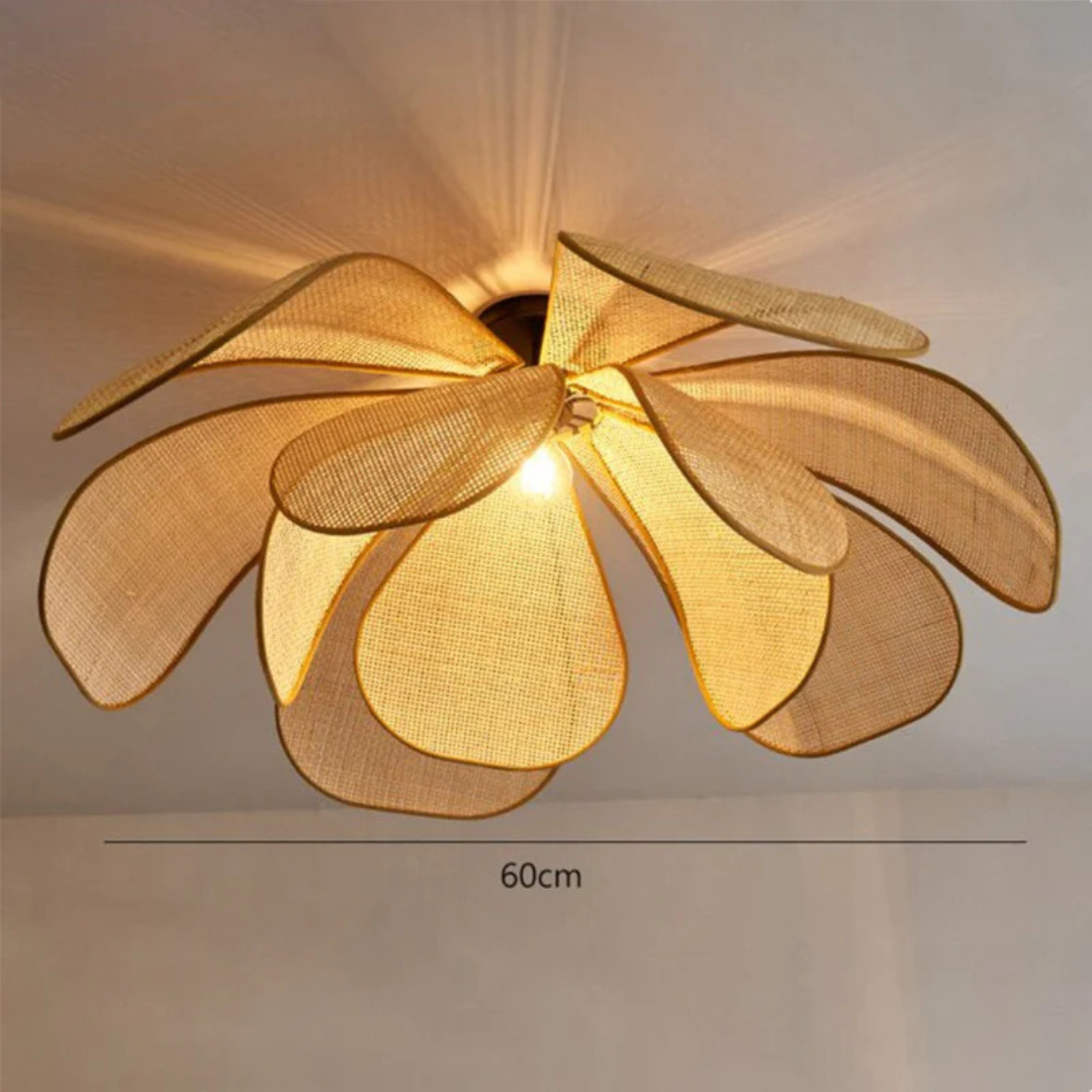 Antike Rattan Deckenleuchte im Blütenblatt-Design für Wohnzimmer 30-100 cm