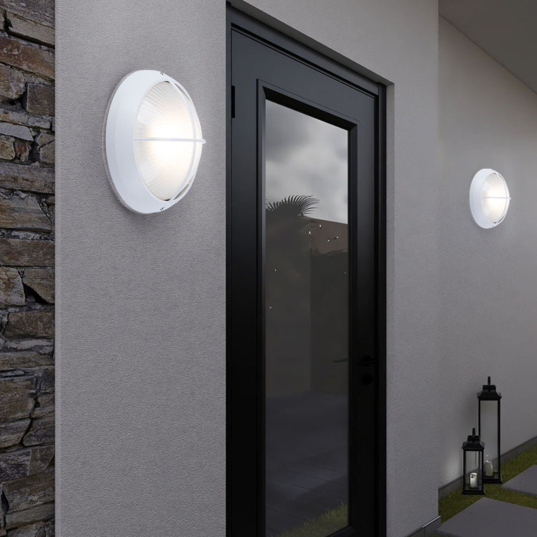Outdoor LED-Wandleuchten Set, 26 cm Rund Weiß Aluminiumguss, IP44