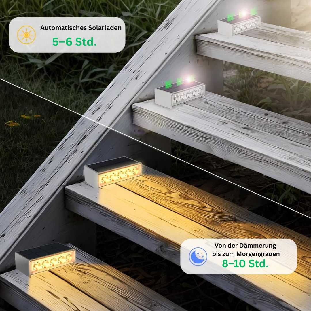 Solar-Stufenlichter Außen Wasserdicht LED-Terrassenbeleuchtung für Treppen