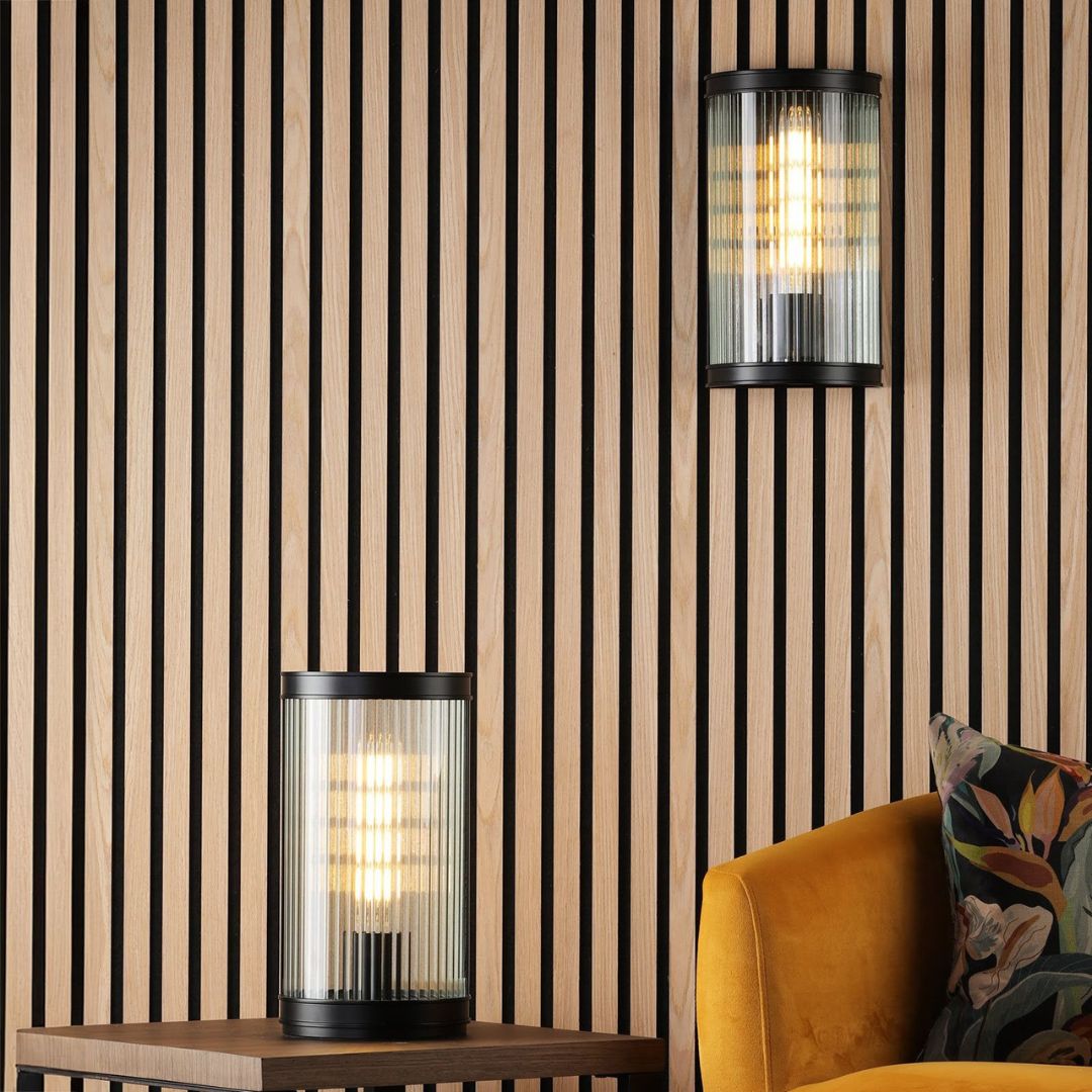 Moderne LED Wandleuchte aus Aluminium mit Rippenglas – 25W Max für Innenräume