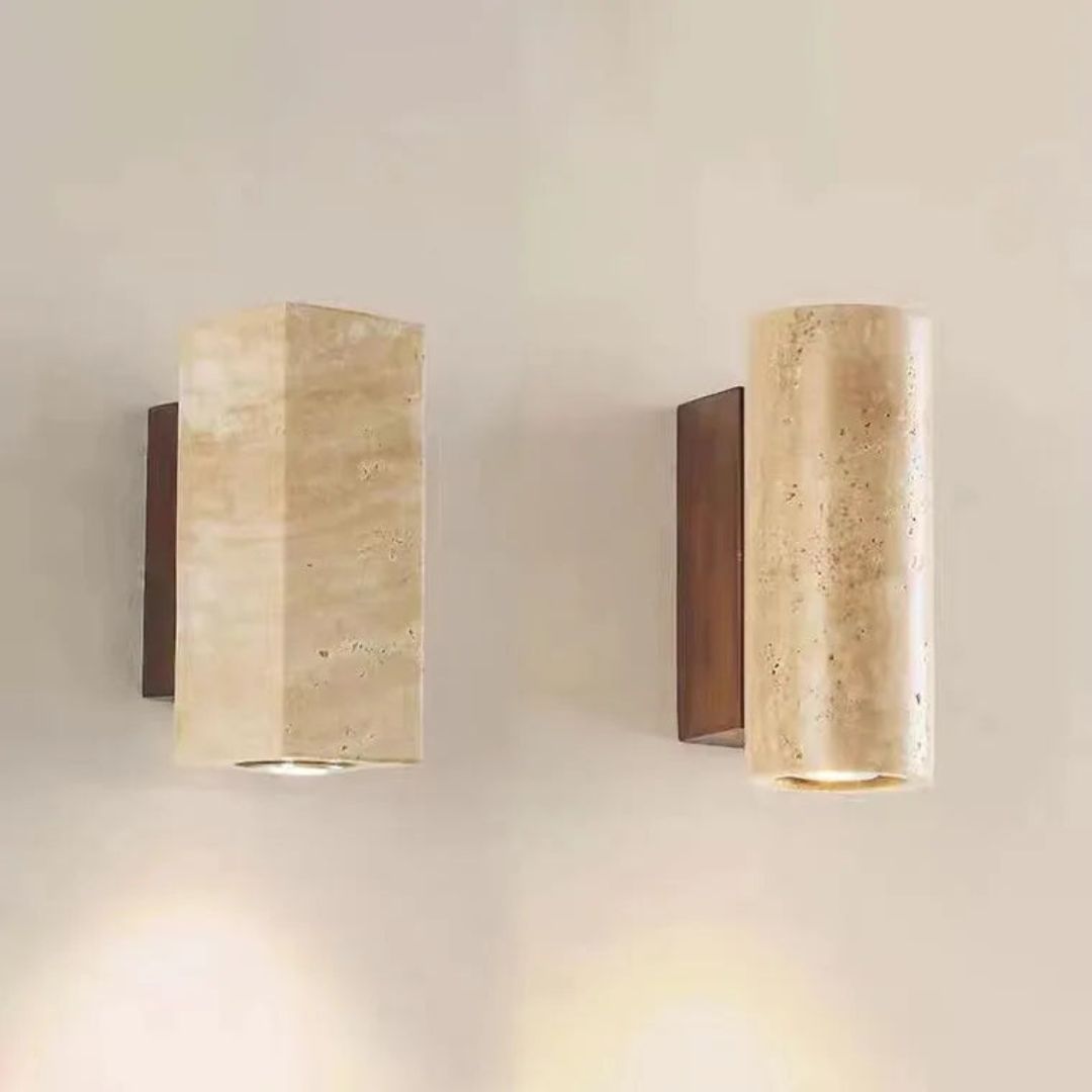 Moderne LED Wandleuchte aus Marmor und Holz für Innenräume – Elegantes Design