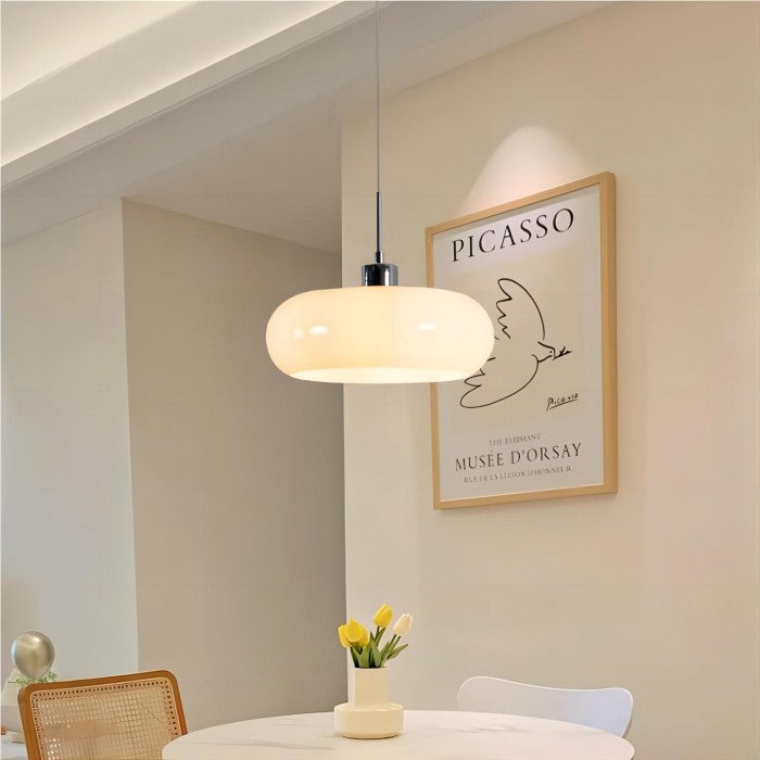 Retro Pendelleuchte Glas Orange – Bauhaus Stil, Nordisches Design für Esszimmer & Küche
