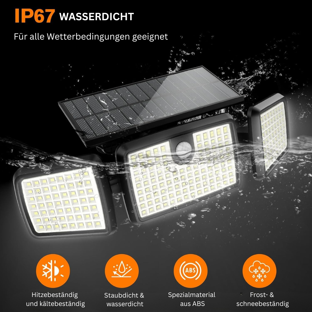 Solar-Deckleuchten außen, 232 LEDs, Bewegungsmelder & Fernbedienung