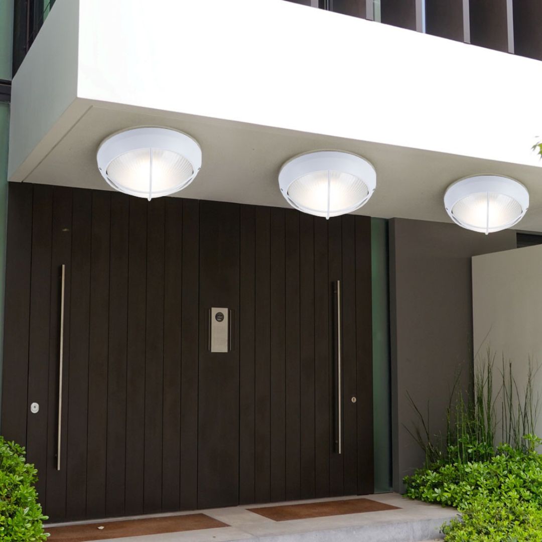 Outdoor LED-Wandleuchten Set, 26 cm Rund Weiß Aluminiumguss, IP44