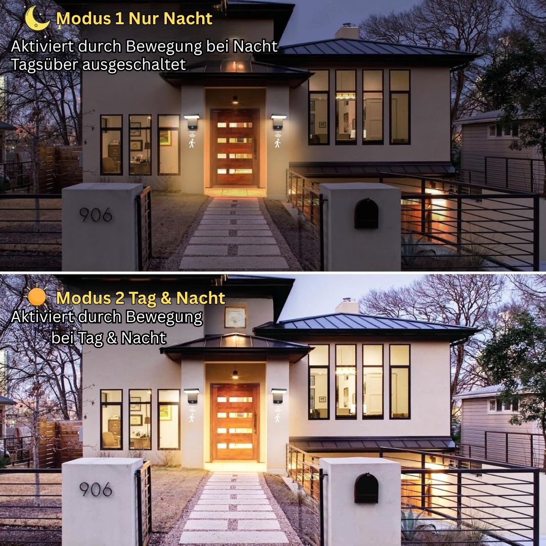 Solarbetriebene Außenlampe mit Bewegungsmelder – Wetterfest und Kabellos für Garten und Haus
