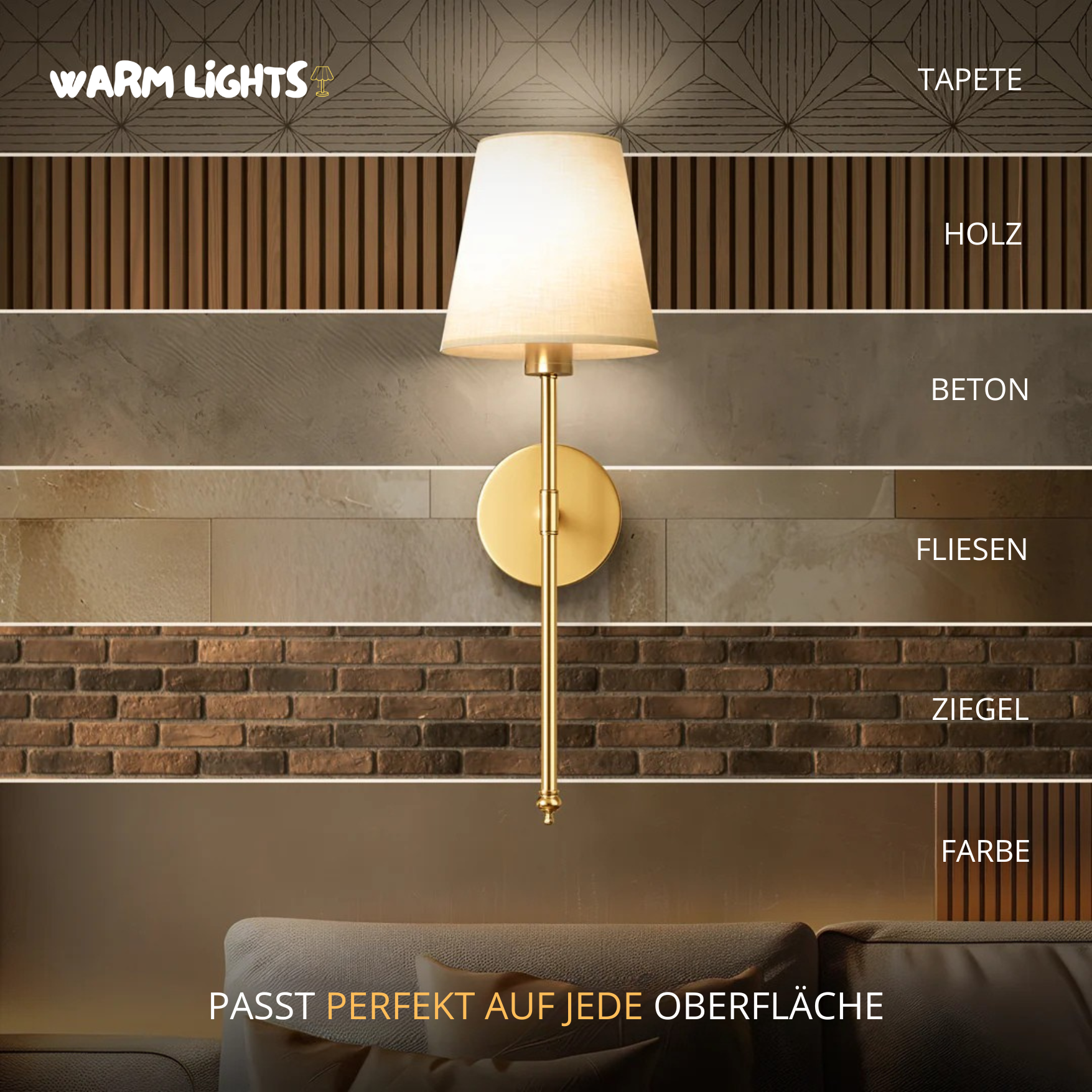 Kabellose LED Wandleuchten – Modern, Dimmbar für Wohnzimmer & Flur