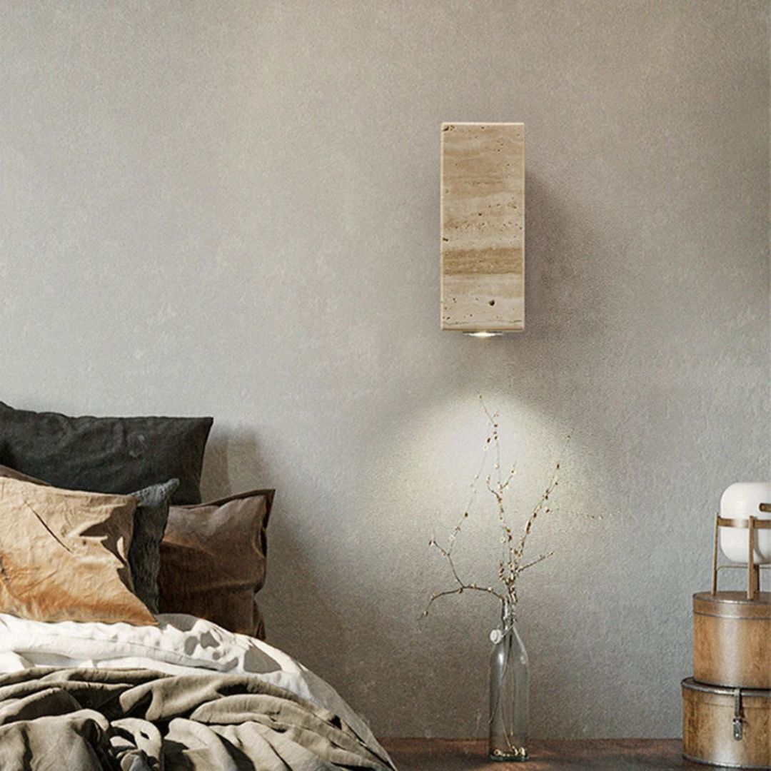 Moderne LED Wandleuchte aus Marmor und Holz für Innenräume – Elegantes Design
