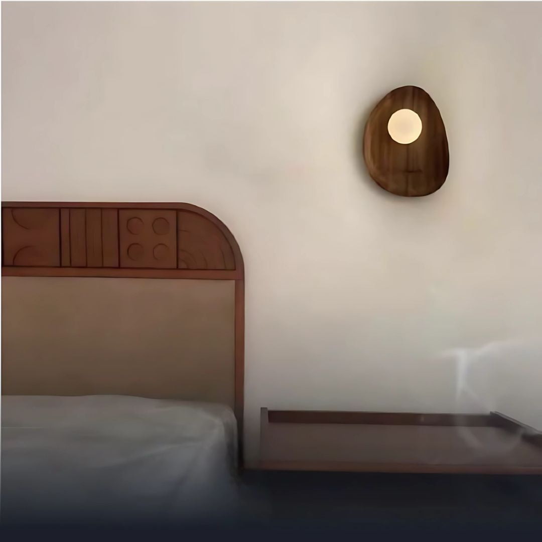 Wandlampe aus Akazienholz & Opalglas – Japandi-Stil mit E27-Fassung