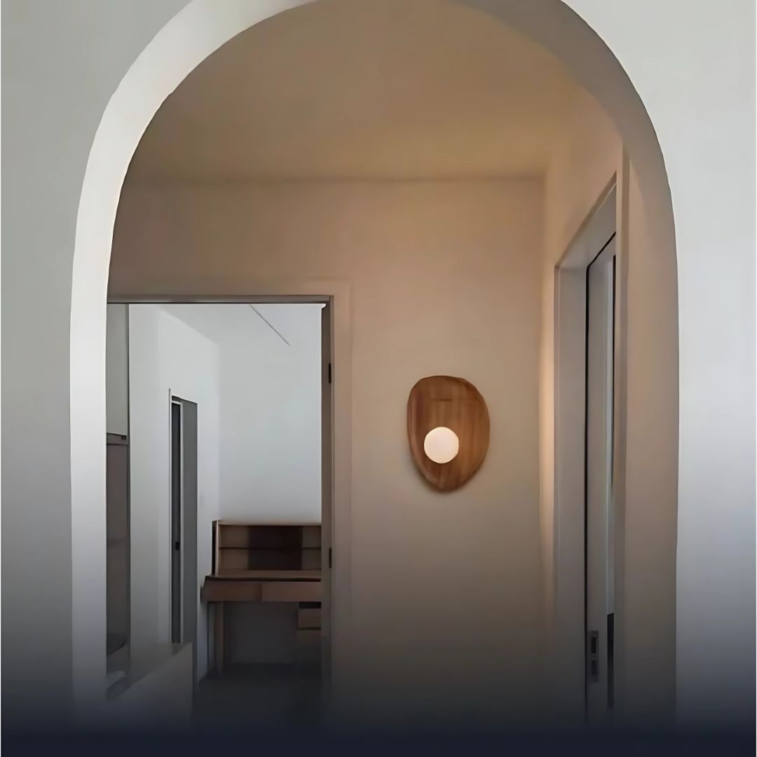 Wandlampe aus Akazienholz & Opalglas – Japandi-Stil mit E27-Fassung