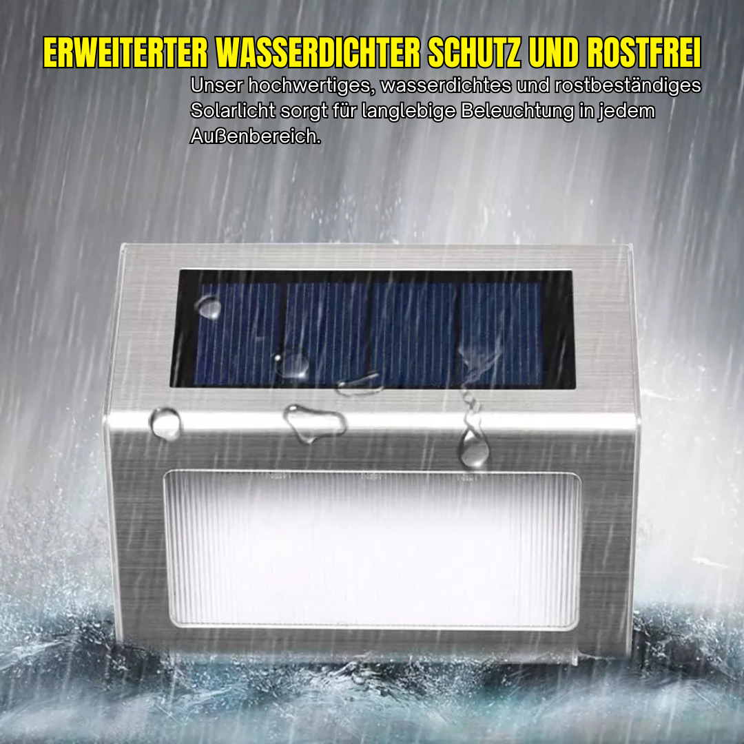 Solar LED Wandleuchte Außen – Edelstahl, Warmweiß, Mit Sensor