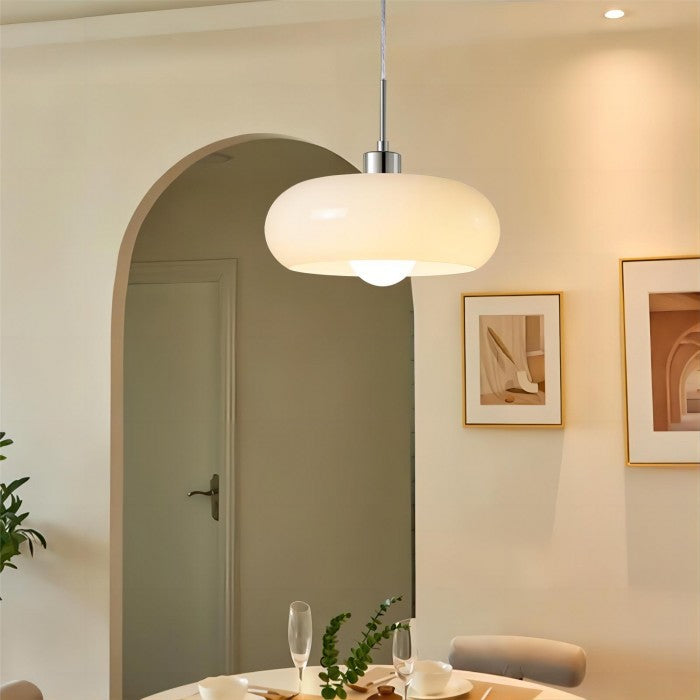 Retro Pendelleuchte Glas Orange – Bauhaus Stil, Nordisches Design für Esszimmer & Küche