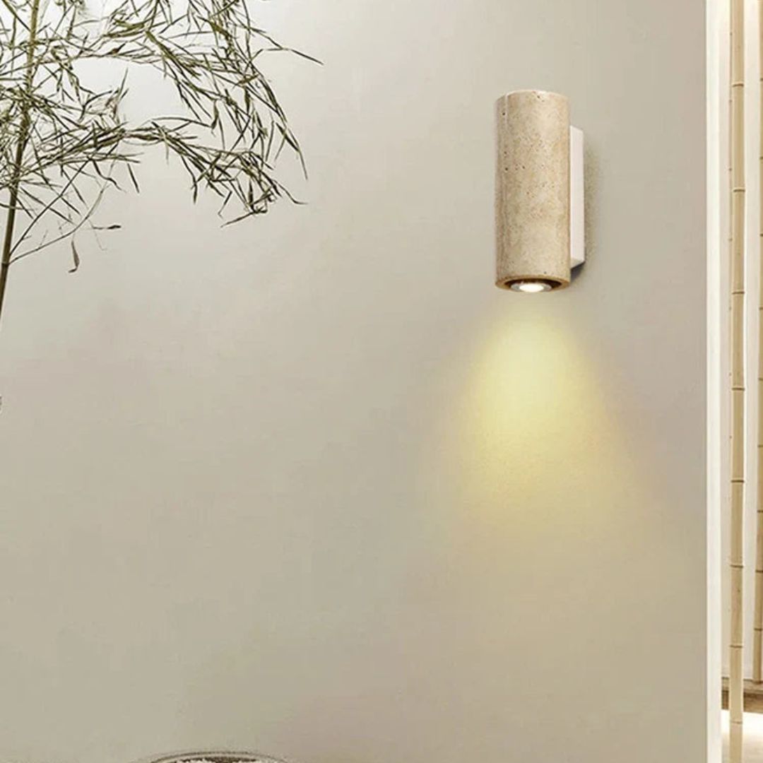 Moderne LED Wandleuchte aus Marmor und Holz für Innenräume – Elegantes Design