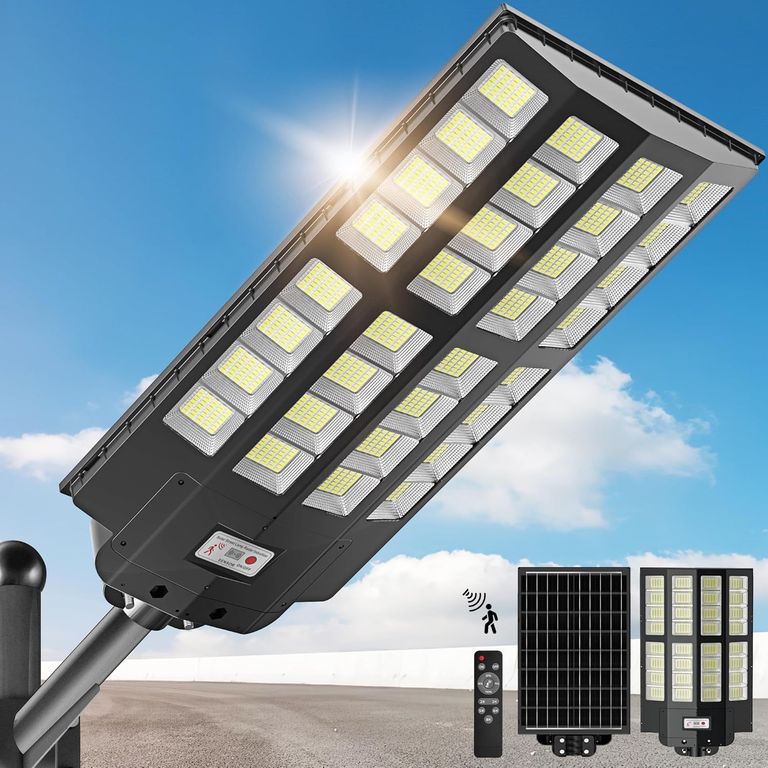 Solar-Straßenlampe mit Bewegungssensor – Wasserdichte LED-Außenleuchte