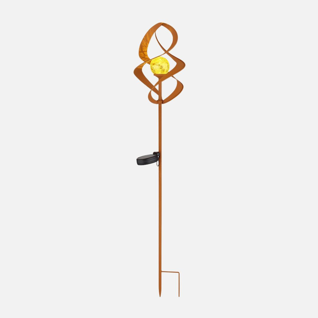 Solar-LED-Gartenleuchte Rost-Metall IP44 Crackle-Glaskugel